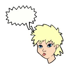 cartoon curious girl with speech bubble N12