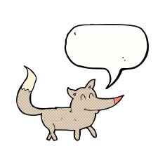 cartoon little wolf with speech bubble N38