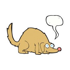 cartoon happy dog with speech bubble N89