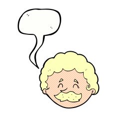 cartoon man with mustache speech bubble N102