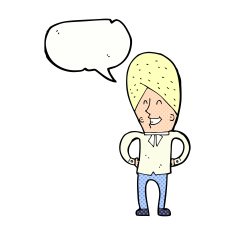 cartoon happy man with speech bubble N527
