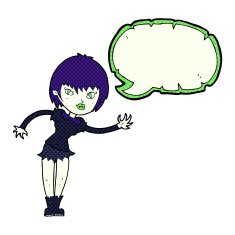 cartoon vampire girl welcoming with speech bubble N12