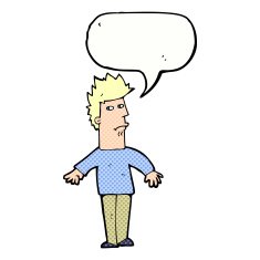 cartoon worried man with speech bubble N109