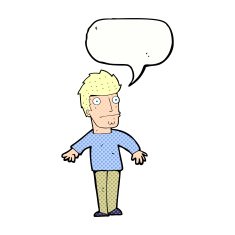 cartoon worried man with speech bubble N110