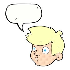 cartoon staring boy with speech bubble N36