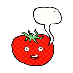 cartoon tomato with speech bubble N56