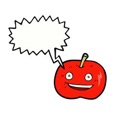 cartoon shiny apple with speech bubble N7