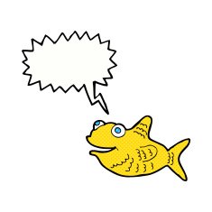 cartoon happy fish with speech bubble N26