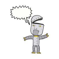 cartoon funny robot with speech bubble N90