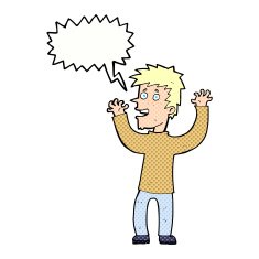 cartoon excited man with speech bubble N80