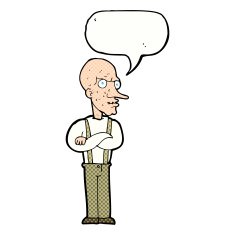 cartoon mean old man with speech bubble N12