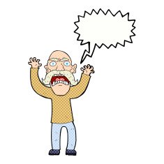 cartoon angry old man with speech bubble N168