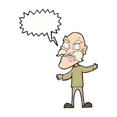 cartoon angry old man with speech bubble N169