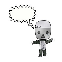 cartoon robot with speech bubble N219