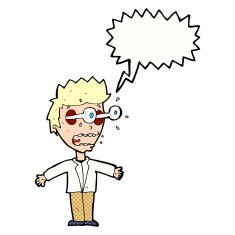 cartoon staring man with speech bubble N22
