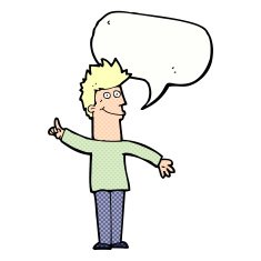 cartoon man with idea speech bubble N126