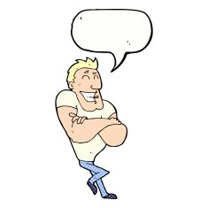 cartoon muscle guy with speech bubble N10