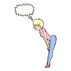 cartoon woman looking at something with speech bubble N12