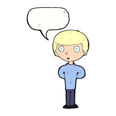 cartoon curious boy with speech bubble N43