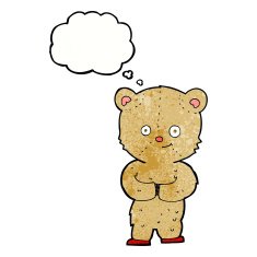 cartoon teddy bear with thought bubble N139