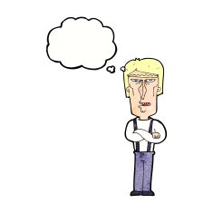 cartoon angry man with thought bubble N89
