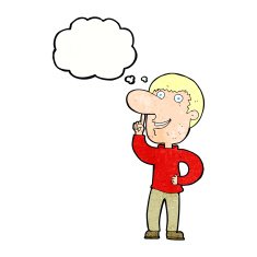 cartoon man with idea thought bubble N113