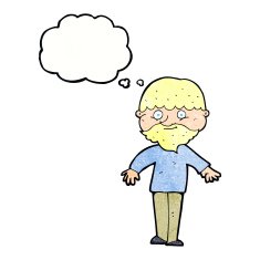 cartoon happy man with thought bubble N475