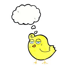 cartoon bird with thought bubble N281