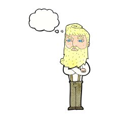 cartoon serious man with beard thought bubble N20