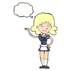 cartoon maid with thought bubble N42