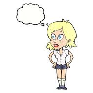 cartoon woman with hands on hips thought bubble N227