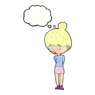 cartoon woman staring with thought bubble N31