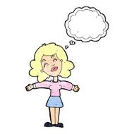cartoon woman with open arms thought bubble N106