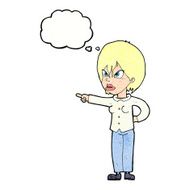 cartoon woman accusing with thought bubble N11