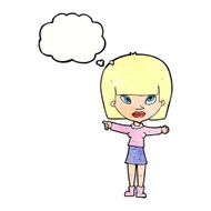 cartoon woman pointing with thought bubble N227