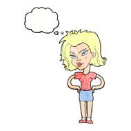 cartoon woman with hands on hips thought bubble N228