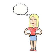 cartoon woman with hands on hips thought bubble N229