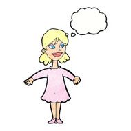 cartoon woman with open arms thought bubble N107