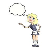 cartoon waitress serving with thought bubble N11