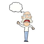 cartoon angry old man with thought bubble N147