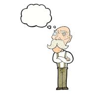 cartoon angry old man with thought bubble N148