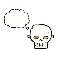 cartoon spooky skull mask with thought bubble N3
