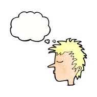 cartoon male face with thought bubble N22