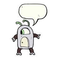 cartoon alien robot with speech bubble N18