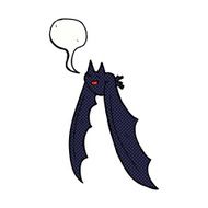 cartoon flying bat with speech bubble N8