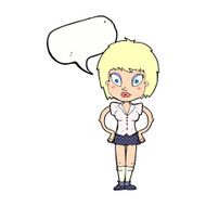 cartoon pretty girl with speech bubble N114