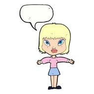 cartoon woman with outstretched arms speech bubble N11