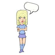 cartoon girl with crossed arms speech bubble N12