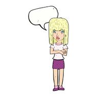 cartoon woman standing with speech bubble N23
