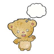 cartoon teddy bear waving with thought bubble N13